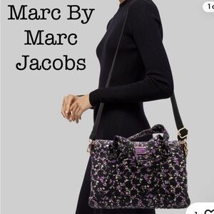 Marc By Marc Jacobs Purple Floral Nylon Laptop Crossbody Bag